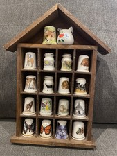 17xThimbles  with wooden Wall Stand as shown