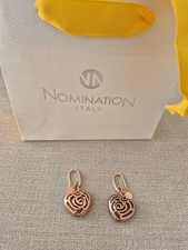 New Nomination Italy Rose Gold Heart Drop Earings With Gift Bag