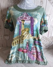 Artscapes Women's L Sequined New York City NY Graphic Green Short Sleeve T-Shirt