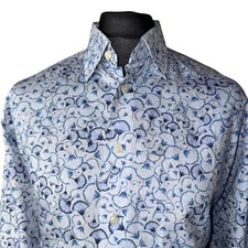 ETON Shirt Mens XL (46") Long Sleeve Blue Floral Design