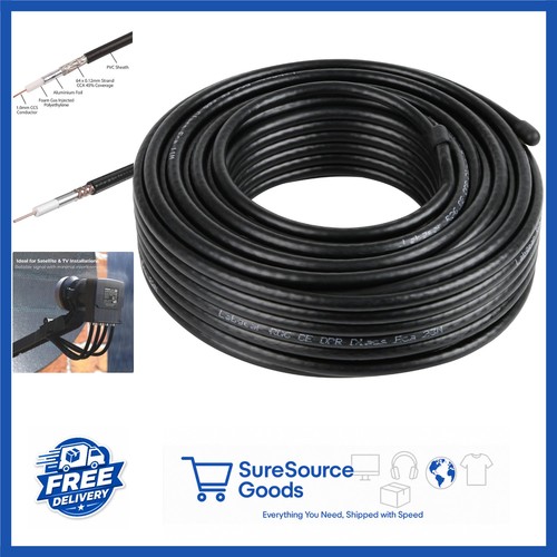 25m rg6 coaxial cable black - 25m,