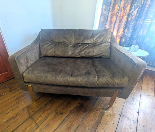 Green velvet shape corner - velvet, l-shape