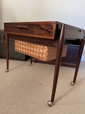 DANISH ROSEWOOD SEWING WORK BOX COFFEE SIDE TABLE MOBLER VINTAGE MID CENTURY