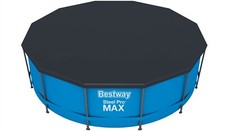 USED Bestway Steel Pro Frame Pool Cover 10ft 12ft ROUND SWIMMING POOL PADDLING