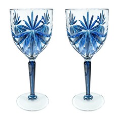 Pair of Blue Murano Wine