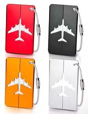 SET OF 4 Random Aluminum Suitcase Luggage ID Tag Labels NAME ADDRESS ID TRAVEL