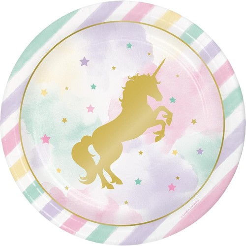 Pastel unicorn paper plates - unicorn,