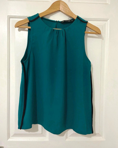 Zara green black chiffon - black,