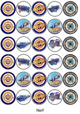 30 edible wafer paper cake toppers Nerf gun party 1.5inch/3.8cm