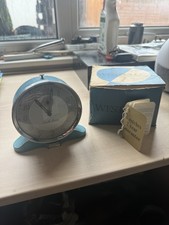Smith Vintage Retro Alarm Clock Blue with Box and Instructions Untested