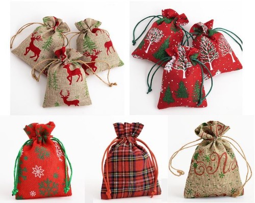 Christmas drawstring gift bags - drawstring,