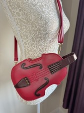 Violin Shaped Crossbody Bag Faux Leather Quirky Novelty Handbag 26cm BNWOT