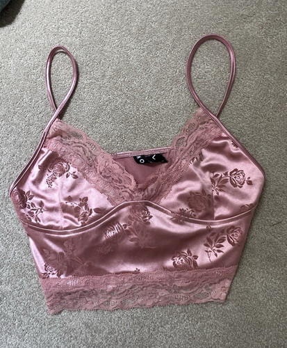 Pink satin floral lace - satin,