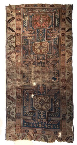 Old caucasian shirvan - rug, worn