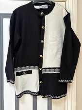 Grazia Black & Cream Thick Cardigan Jacket, UK 12