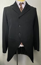 Men’s 1890s Black Victorian Morning Cutaway Riding Coat Vintage European 36 S