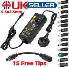 9V-24V 5A 120W Adjustable Voltage Power Supply Adapter Transformer w/ 15 Plugs