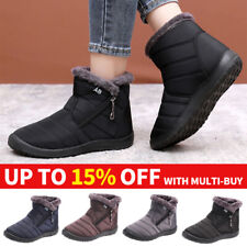 Womens Winter Warm Faux Fur Lined Zip Ladies Waterproof Snow Ankle Boots Size