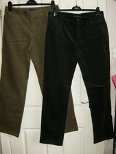 Size 14 32W Dark Green & Khaki Straight 30" Leg' Cotton M&S & Dockers' Cords VGC