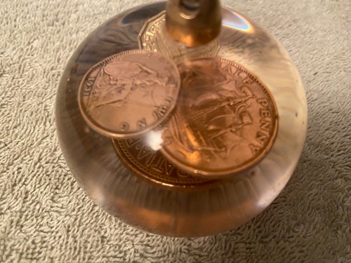Vintage lucite paperweight - lucite, pen