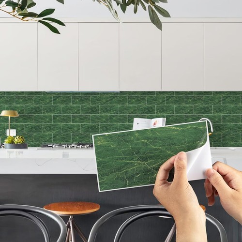Tile stickers green marble - tile, green,