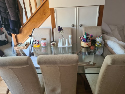 Rectangular glass dining table - glass,