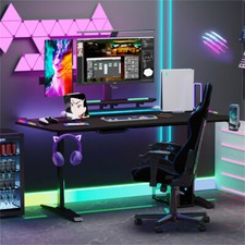 Ergonomic Gaming Desk Computer Table with Adjustable Monitor Shelf RGB Lighting