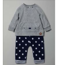 Baby Boy Grey Fleece Teddy Star Top & Bottoms  Outfit Set Age 0 3 6 9 Months New