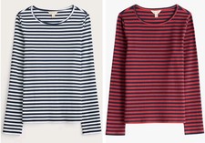 seasalt Gorse lane Ribbed organic cotton long sleeve striped top size 8 to 24