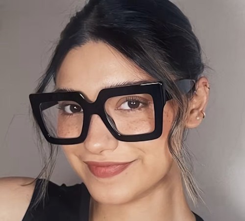 Oversized black square - black, glasses