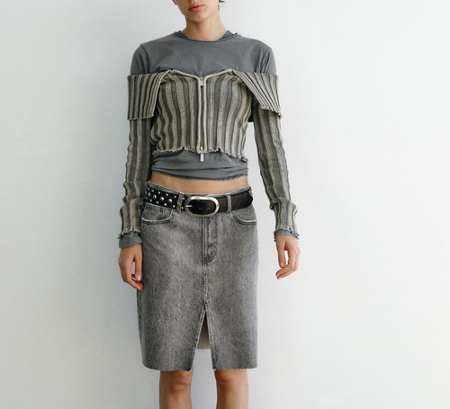 Zara denim skirt slit front - denim,