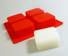 4 Cell Square (ROUNDED CORNERS) Silicone Soap Mould Bakeware COLOUR MAY VARY
