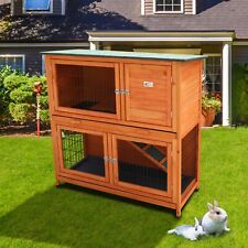 DELUXE DOUBLE DECKER RABBIT GUINEA HUTCH HUTCHES WITH LEGS 2 TIER BB-41-DDL-NT