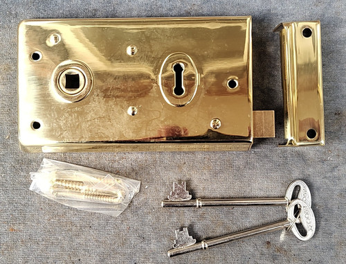 Unused brass rim lock latch - brass,
