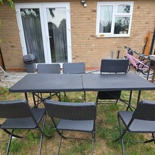6-Seater Garden Table and Chairs Set 1.6m x 0.8m