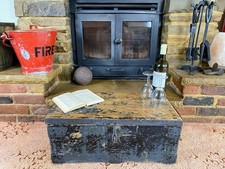 Old Antique Pine Chest, Vintage Wooden Storage Trunk, Blanket Box, Coffee Table.