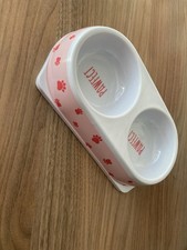 Pink Cat Bowl, 2 In 1 Food And Water Bowl