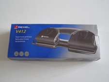 Rexel V412 4 Hole Punch, 12 Sheet Capacity, Adjustable Guide Bar, in box.