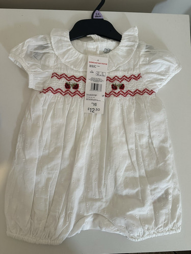 White cotton dobby romper - dobby,
