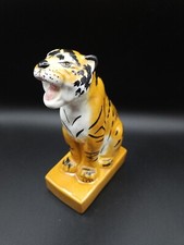 Vintage Made In Italy Ceramic Tiger Weighted Statue Bookend Sculpture 