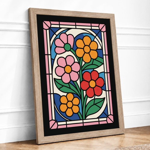 Stained glass flowers - glass,