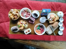 1 12th Scale Dollhouse  Table Set With Accessories For A Breakfast Buffet