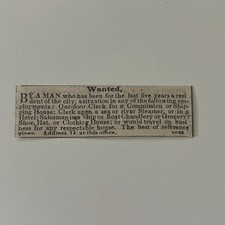 Wanted Out-Door Clerk For A Shipping House 1852 New Orleans Clipping SAJ2-S59