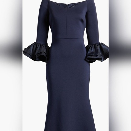 Eliza navy long sleeve dress - long,