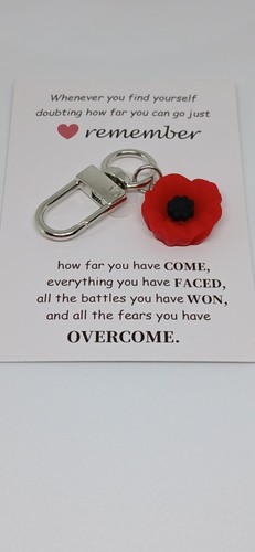 Red poppy flower metal - flower, keyring