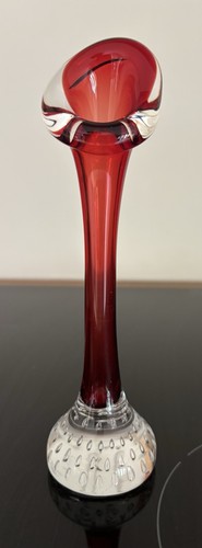 1960s bone red - glass, vase