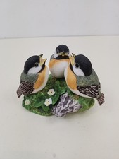 Black-Capped Chickadees FRANKLIN MINT Bird Figurine Vintage 1985 Peter Barret