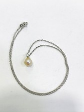 Rare Natural Basra Pearl and Diamond Necklace – 18K White Gold, Saltwater...