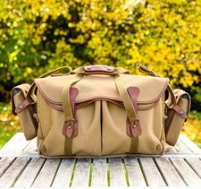 Billingham 555 Camera Bag Khaki Canvas Tan Leather + pockets in great condition