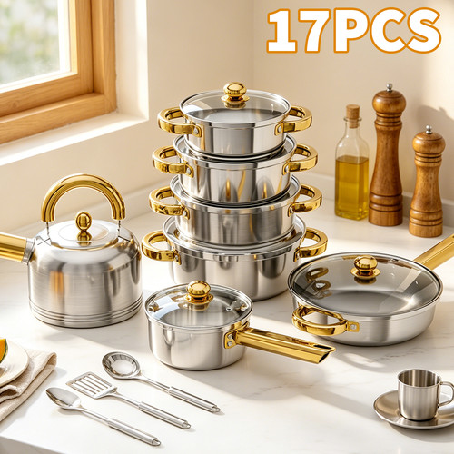 17pcs induction non stick - non,